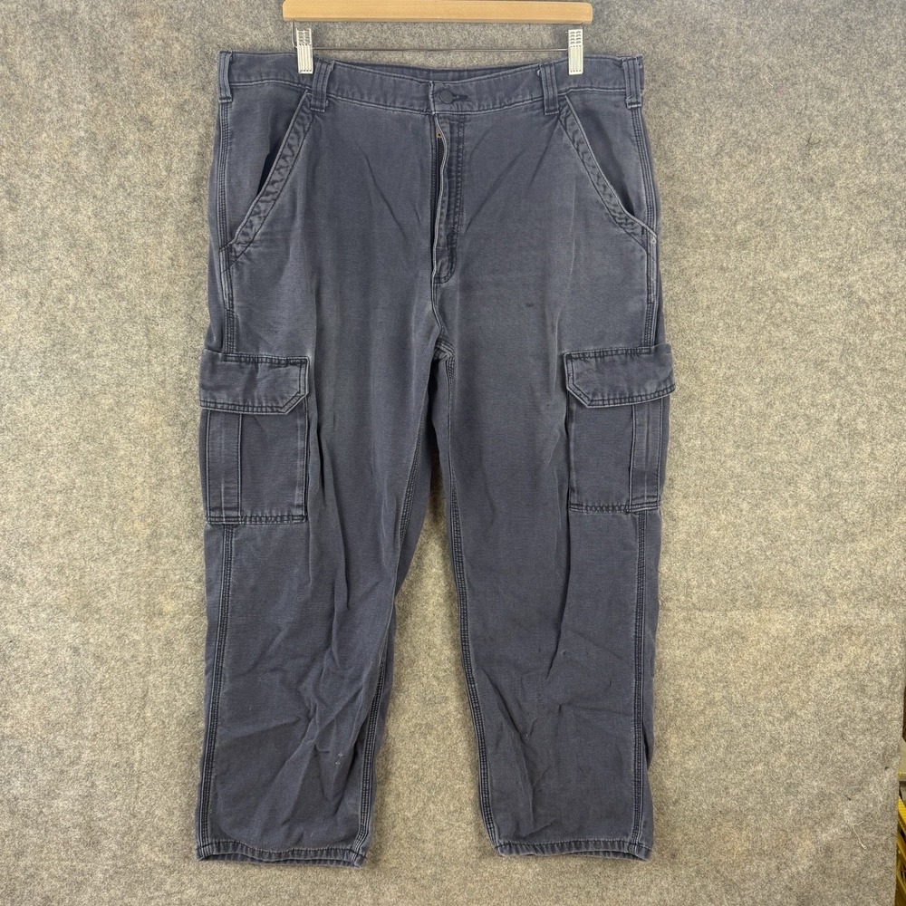 Carhartt FR Cargo Pants Mens 38x30 Navy Blue Flame Resistant Canvas CAT 2